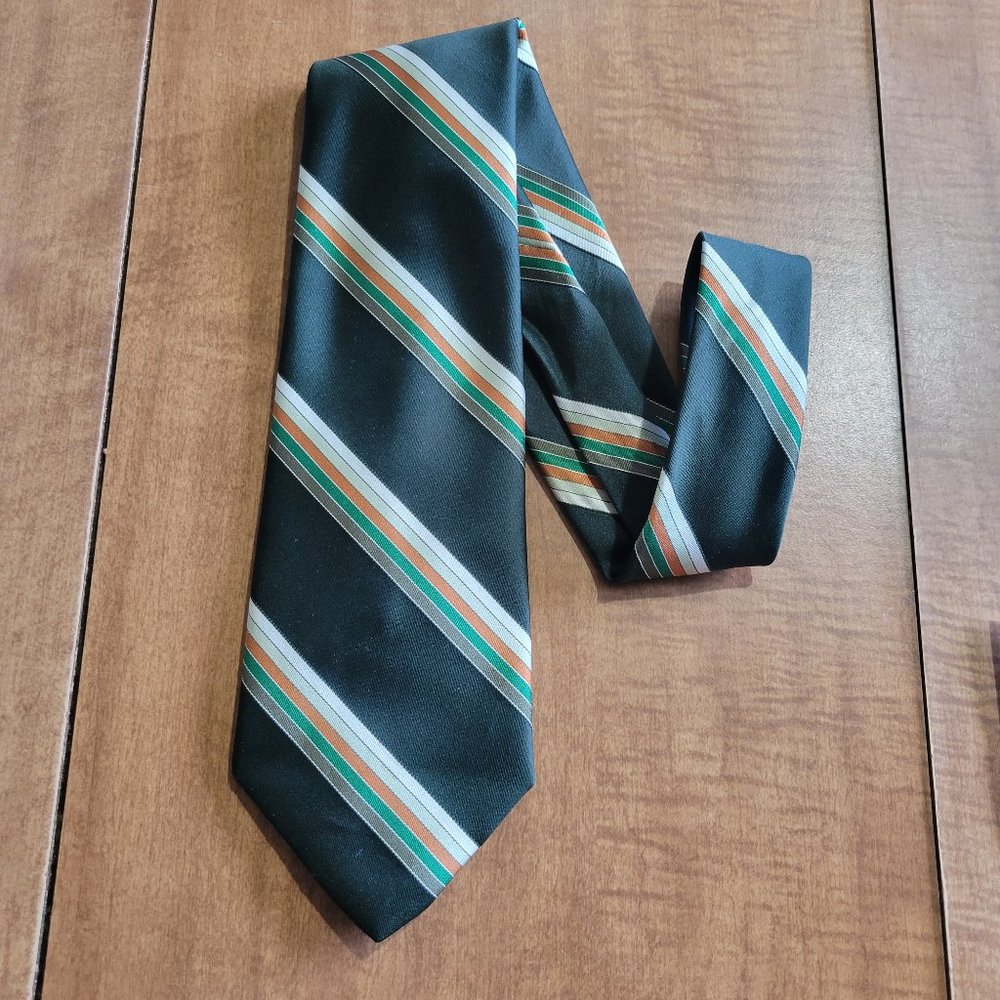 Brittania Diagonal Striped Tie Green Cream Orange